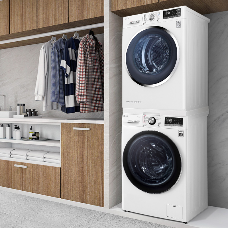 0点开始 LG  洗烘套装 10.5KG蒸汽除菌滚筒洗衣机+9KG热泵烘干机 RC90U2AV2W+FLW10G4W ￥9999（定金50元）