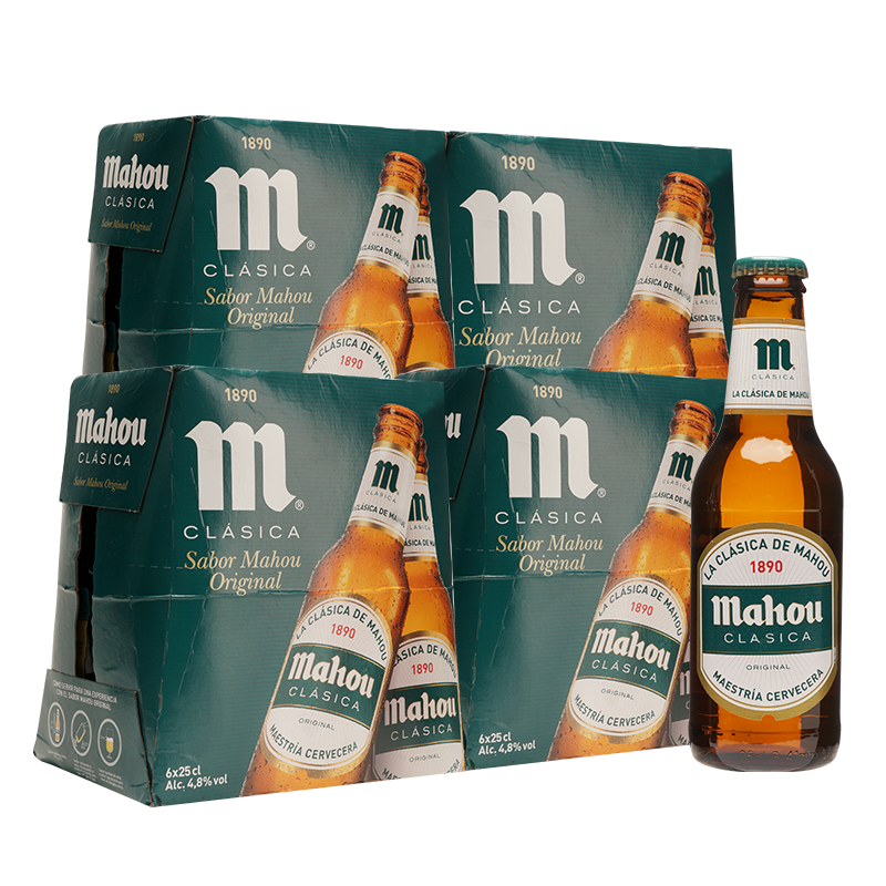西甲官方赞助商 mahou 马傲 五星啤酒 经典拉格啤酒 250ml*24瓶 双重优惠折后￥128