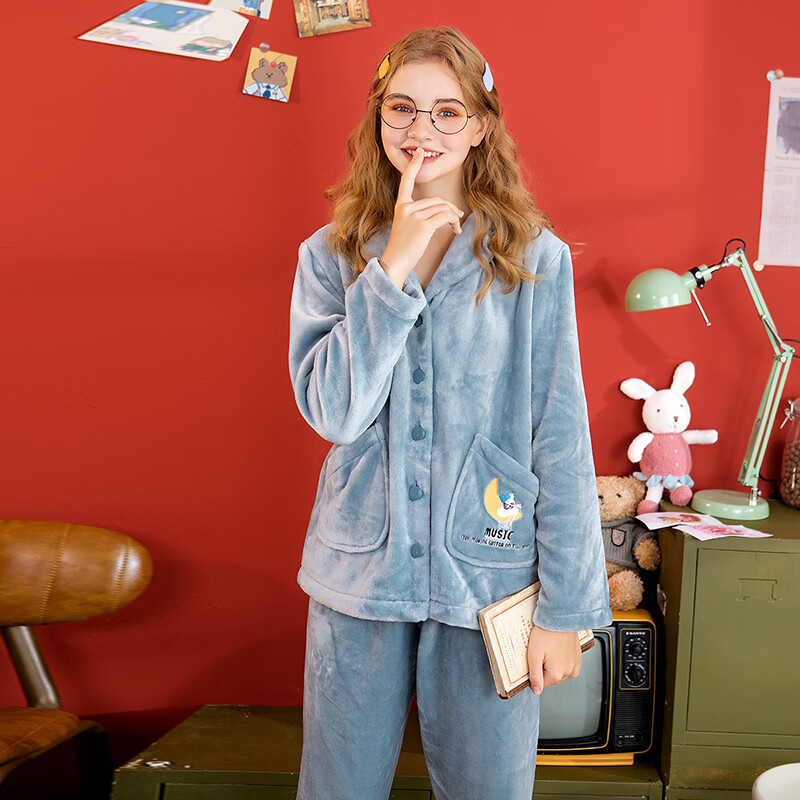 芬腾 法兰绒 女式家居服睡衣套装 ￥99秒杀包邮 多色可选