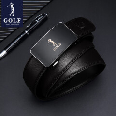 高尔夫（GOLF）男士牛皮自动扣皮带商务休闲时尚腰带耐磨潮流裤带送礼礼盒装 黑色