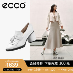 爱步（ECCO）高跟鞋女 24年春夏新款流苏牛皮正装单鞋  雕塑奢华55系列222663 亮白色22266301002 37
