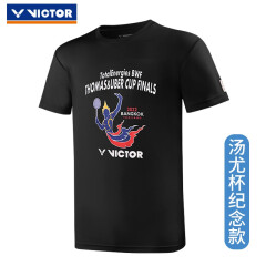 威克多（VICTOR）victor胜利威克多羽毛球服短袖苏迪曼杯汤尤杯纪念款情侣时尚T恤 T-TUC22/C 黑色 S