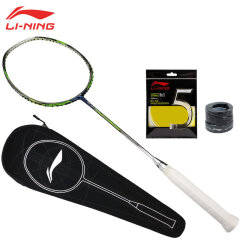 李宁（LI-NING） 风刃800 羽毛球拍单拍3D立体风刃全碳素比赛用拍 力量进攻型 蓝绿
