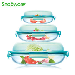 康宁 Snapware可叠放保鲜盒耐热玻璃沙拉碗三件组SN-STBR3/CN