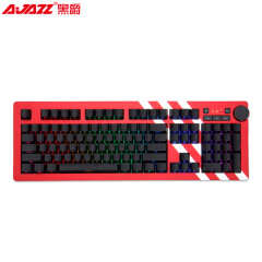 黑爵(AJAZZ)光环Ak60有线机械键盘 游戏键盘 全尺寸 RGB背光 双模滚轮 侧刻键帽 吃鸡键盘 红色银轴