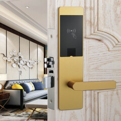 钟铧公寓民宿宾馆酒店锁 刷卡门锁智能锁密码门电子锁 磁卡房门锁 金色 左外开