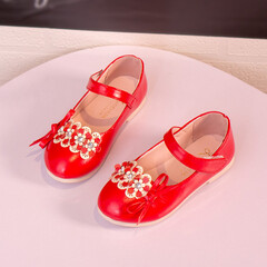 公主鞋儿童皮鞋休闲宝宝鞋春秋鞋子2-3-5岁 红