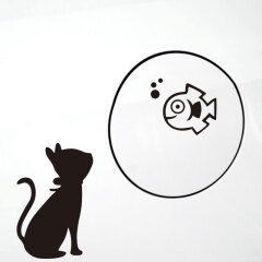 喵星人遮盖划痕贴纸 小猫吃鱼车贴 猫咪18厘米