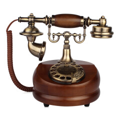 金顺迪920 仿古电话机复古电话 欧式实木金属家用客厅家用座机 旋转款(接电话线)
