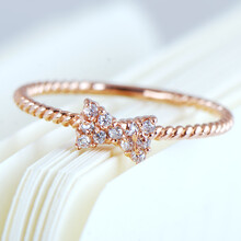 K155 个性麻花指环尾戒 奥地利水晶钻石戒指 