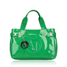 Armani jeans绿色聚氯乙烯材质经典logo装饰女