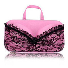 普润(蕾丝小粉色)<em>便携式</em>旅行内衣<em>文胸收纳</em>盒 内