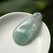 百和之源 纯天然缅甸A货翡翠挂件阳绿福瓜翡翠