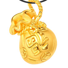 金鑫珠宝 幸福钱袋 黄金饰品 3D硬足金吊坠 足