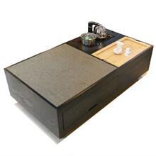 约赫 多功能储物型茶几 实木贴皮茶几 火烧石几