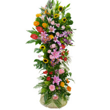 粉百合玫瑰花篮 开业花篮 送朋友送领导庆祝花篮 上海天津宁波深圳