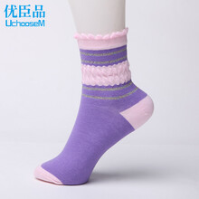 优臣品 秋冬新品女士纯棉中筒袜 <em>女运动袜</em>条纹