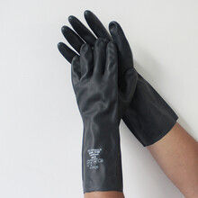 黑色氯丁橡胶手套 防酸碱\/防化手套 LL1002 黑