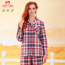 <em>康妮雅</em>Conlia秋冬女士<em>睡衣</em>情侣套装<em>纯棉</em>格子小
