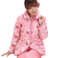 <em>猫</em>和<em>才女</em> 专柜女士冬季加厚珊瑚绒夹棉家居服