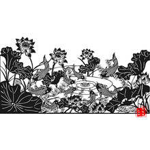 大幅手工剪纸素材图样 复印底稿 黑白刻纸图案可定制 长连年有余(1.