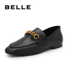 belle/百丽乐福鞋2019秋新商场同款胎牛皮革女皮鞋u2e1dcm9 黑色 36