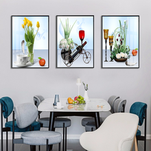 梵帝欧 现代轻奢晶瓷画餐厅挂画客厅装饰画简约黑白灰抽象艺术酒杯