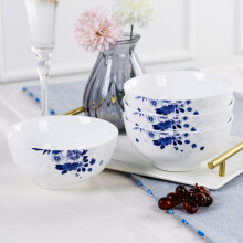 京东超市红叶 陶瓷碗景德镇6英寸大汤碗面碗陶瓷饭碗 4只装陶瓷兰馨面碗套装