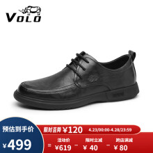VOLO犀牛男鞋商务休闲皮鞋男士软皮软底舒适皮鞋 黑色系带 38