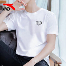 安踏（ANTA）短袖T恤运动男装年夏季款休闲服圆领健身薄款上衣运动服 纯净白7171 L(175/92A)