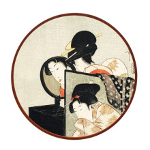 【品质上新】日本浮世绘美人壁画仕女图圆形框挂画日料餐厅日式客厅