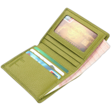 佐尔丹妮女士钱包短款超薄头层牛皮零钱包 学生折叠卡包钱夹 A285果绿色