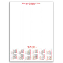 2018手绘单张空白挂历/年历/素描白卡纸/12月日历同一张纸上/画画