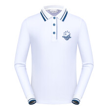 TTYGJ高尔夫儿童长袖T恤 男女童白色POLO衫上衣服装青少年运动团队球服 白色 130码