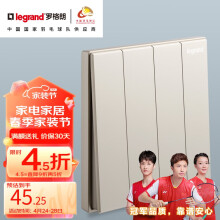 罗格朗（LEGRAND）开关插座面板仕典系列米兰金色 86型暗装墙壁电源套餐 四开双控