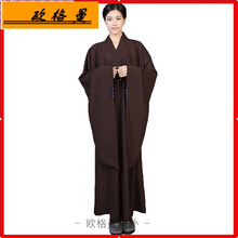 居士服女秋冬新款禅修服麻纱长袖僧服套装广袖长衫曼衣佛教衣服男通用