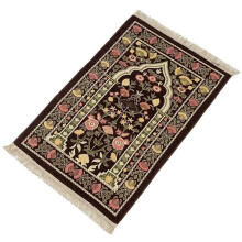 澳颜莱回族拜毡地毯 新款回地毯金色绣线毯便携方便毯拜毡 金色绣线毯咖啡色 110cm*70cm