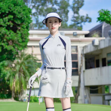 TTYGJ高尔夫女士长袖T恤衫 拉链立领弹力修身百搭显瘦速干运动球衣服装 白色 S