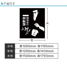 武术馆海报亚克力3立体墙纸贴画客厅创意个性宿舍装饰 291李小龙-大红