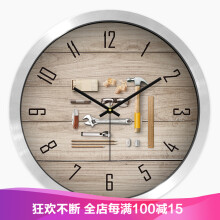 厨房餐厅挂钟创意个性文艺钟表挂钟静音家用墙上挂表客厅石英钟 木匠