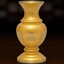 明明轩 黄铜花瓶摆件佛前供奉佛具家居插花莲花瓶供佛用品