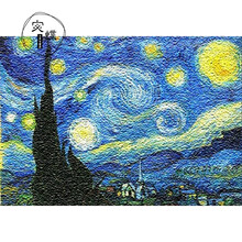 风景纸浆画材料包diy手工数字画装饰画填色彩泥城堡作品 风景349星空