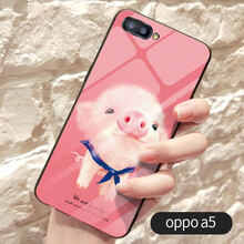 a5软可爱卡通个性创意a3情侣ins手机套a5酷 oppo a5【玻璃壳】粉红猪