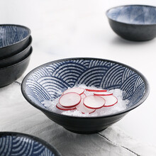诺生集品 日本进口青海波陶瓷拉面碗饭碗大盘 美浓烧日式餐具和风汤碗