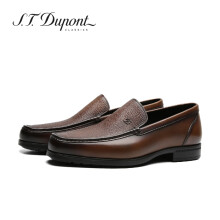 S.T.Dupont都彭男士真皮爸爸鞋英伦头层牛皮男鞋商务休闲鞋子L33191849 咖啡色 单层 43 欧码