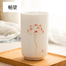景德镇陶瓷古风雅韵莲花茶杯复古中国风直筒水杯套装家用杯子 莲花