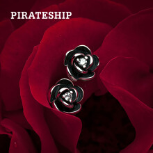 海盗船银饰（pirateship）耳钉 女S925银耳饰复古玫瑰花 欧美时尚气质个性耳饰做旧耳环
