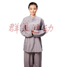 居士服女套装中国风佛教佛门参拜服僧服僧衣禅修服春夏秋 灰色斜襟