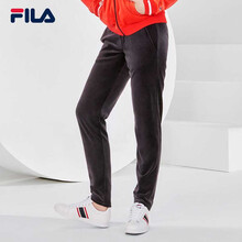 斐乐fila 针织长裤女装2018春季新款高圆圆同款天鹅绒直筒运动裤 传奇