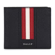 巴利 男士黑色配红白条纹十字纹牛皮钱夹匙扣套装 bally giftbox